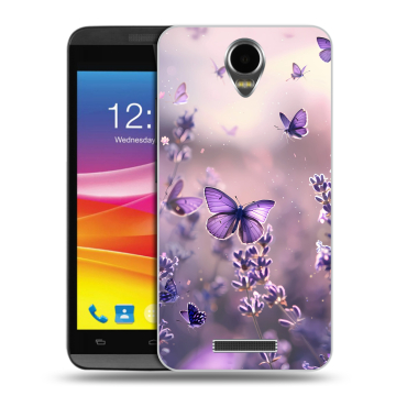Силиконовый чехол на Micromax Canvas Power с принтом бабочки и лаванда Силиконовый чехол на Micromax Canvas Power с принтом бабочки и лаванда