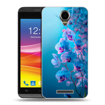 Силиконовый чехол на Micromax Canvas Power с принтом голубые орхидеи Силиконовый чехол на Micromax Canvas Power с принтом голубые орхидеи