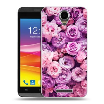 Силиконовый чехол на Micromax Canvas Power с принтом лавандовые розы