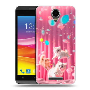Силиконовый чехол на Micromax Canvas Power с принтом милые котики