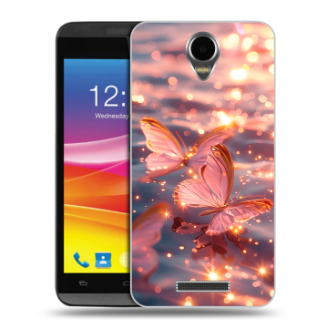 Силиконовый чехол на Micromax Canvas Power с принтом бабочки розовые Силиконовый чехол на Micromax Canvas Power с принтом бабочки розовые