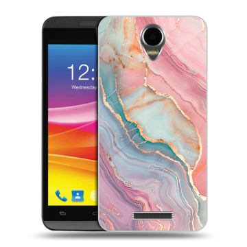 Силиконовый чехол на Micromax Canvas Power с принтом розовый мрамор