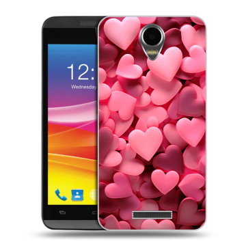 Силиконовый чехол на Micromax Canvas Power с принтом розовые сердечки