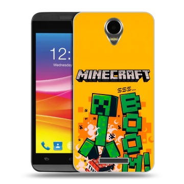Силиконовый чехол на Micromax Canvas Power с принтом Майнкрафт Minecraft