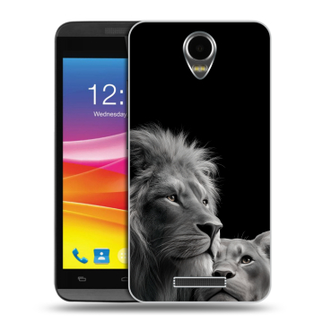 Силиконовый чехол на Micromax Canvas Power с принтом Лев кошки