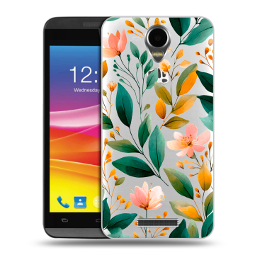 Силиконовый чехол на Micromax Canvas Power с принтом Цветы паттерн