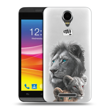 Силиконовый чехол на Micromax Canvas Power с принтом Львы