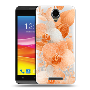Силиконовый чехол на Micromax Canvas Power с принтом Бежевые цветы