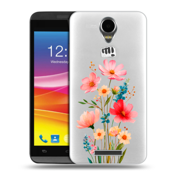 Силиконовый чехол на Micromax Canvas Power с принтом Цветы