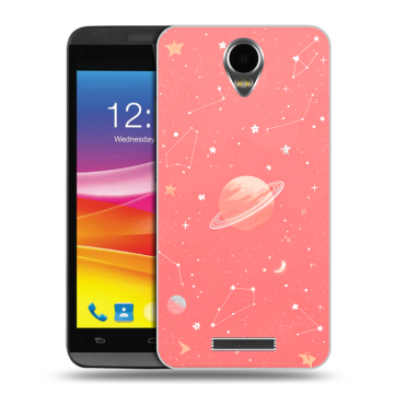 Силиконовый чехол на Micromax Canvas Power с принтом Розовый космос