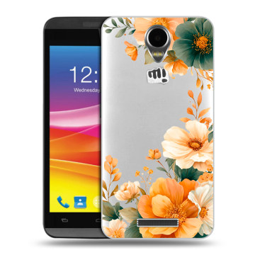 Силиконовый чехол на Micromax Canvas Power с принтом Цветы принт