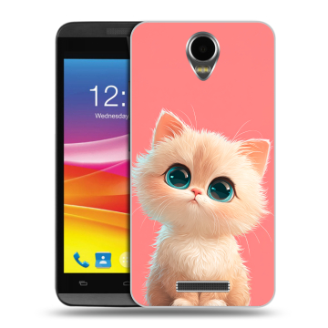Силиконовый чехол на Micromax Canvas Power с принтом Розовый котенок