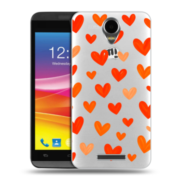Силиконовый чехол на Micromax Canvas Power с принтом Сердечки