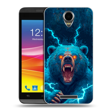 Силиконовый чехол на Micromax Canvas Power с принтом Медведь