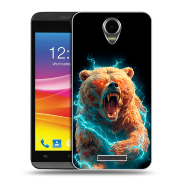 Силиконовый чехол на Micromax Canvas Power с принтом Медведь