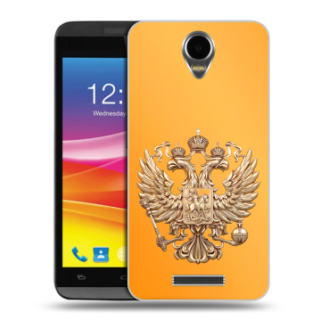 Силиконовый чехол на Micromax Canvas Power с принтом Герб Флаг России