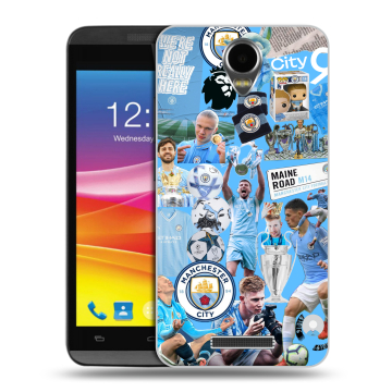 Силиконовый чехол на Micromax Canvas Power с принтом Man City Манчестер Сити