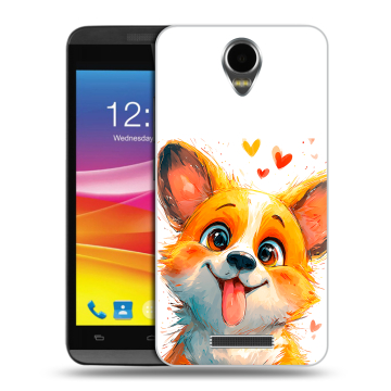 Силиконовый чехол на Micromax Canvas Power с принтом корги Силиконовый чехол на Micromax Canvas Power с принтом корги