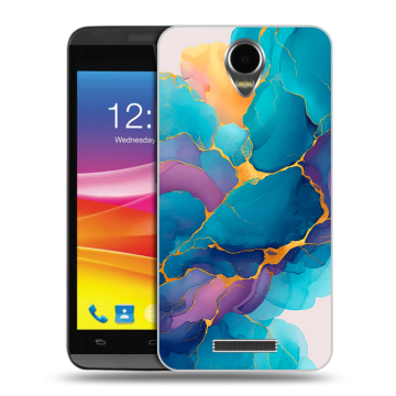 Силиконовый чехол на Micromax Canvas Power с принтом Мрамор блестки