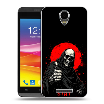 Силиконовый чехол на Micromax Canvas Power с принтом смешной скелет