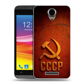 Силиконовый чехол на Micromax Canvas Power с принтом Флаг Герб СССР