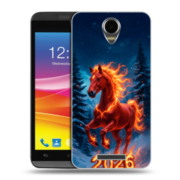 Силиконовый чехол на Micromax Canvas Power с принтом Новый год коня