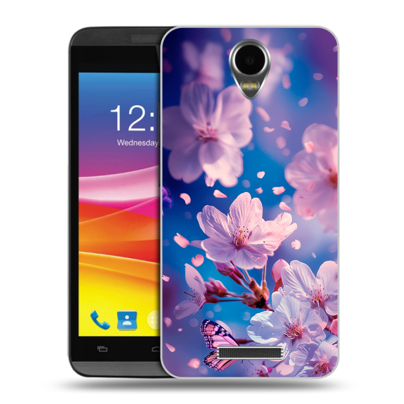 Силиконовый чехол на Micromax Canvas Power с принтом цветы бабочки Силиконовый чехол на Micromax Canvas Power с принтом цветы бабочки