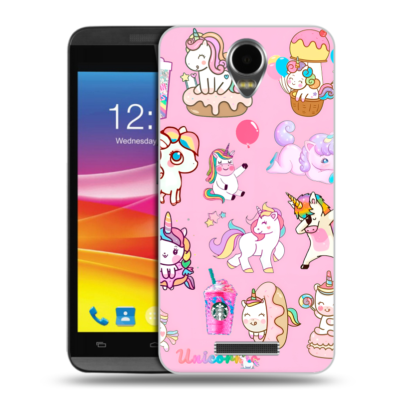 Силиконовый чехол на Micromax Canvas Power с принтом розовые единороги Силиконовый чехол на Micromax Canvas Power с принтом розовые единороги