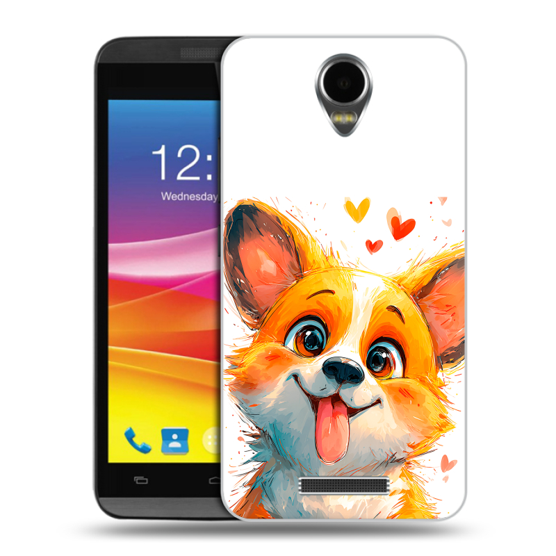 Силиконовый чехол на Micromax Canvas Power с принтом корги Силиконовый чехол на Micromax Canvas Power с принтом корги