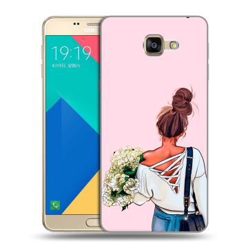 Силиконовый чехол на Samsung Galaxy A9 с принтом Девушка и букет Силиконовый чехол на Samsung Galaxy A9 с принтом Девушка и букет