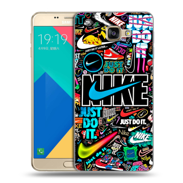 Силиконовый чехол на Samsung Galaxy A9 с принтом найк nike черный