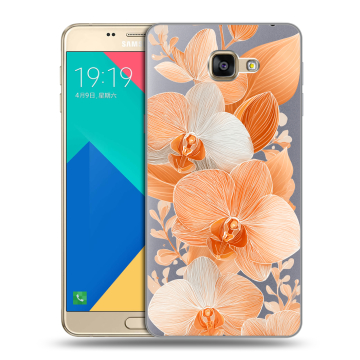 Силиконовый чехол на Samsung Galaxy A9 с принтом Бежевые цветы Силиконовый чехол на Samsung Galaxy A9 с принтом Бежевые цветы