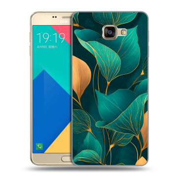 Силиконовый чехол на Samsung Galaxy A9 с принтом Листья и золото Силиконовый чехол на Samsung Galaxy A9 с принтом Листья и золото