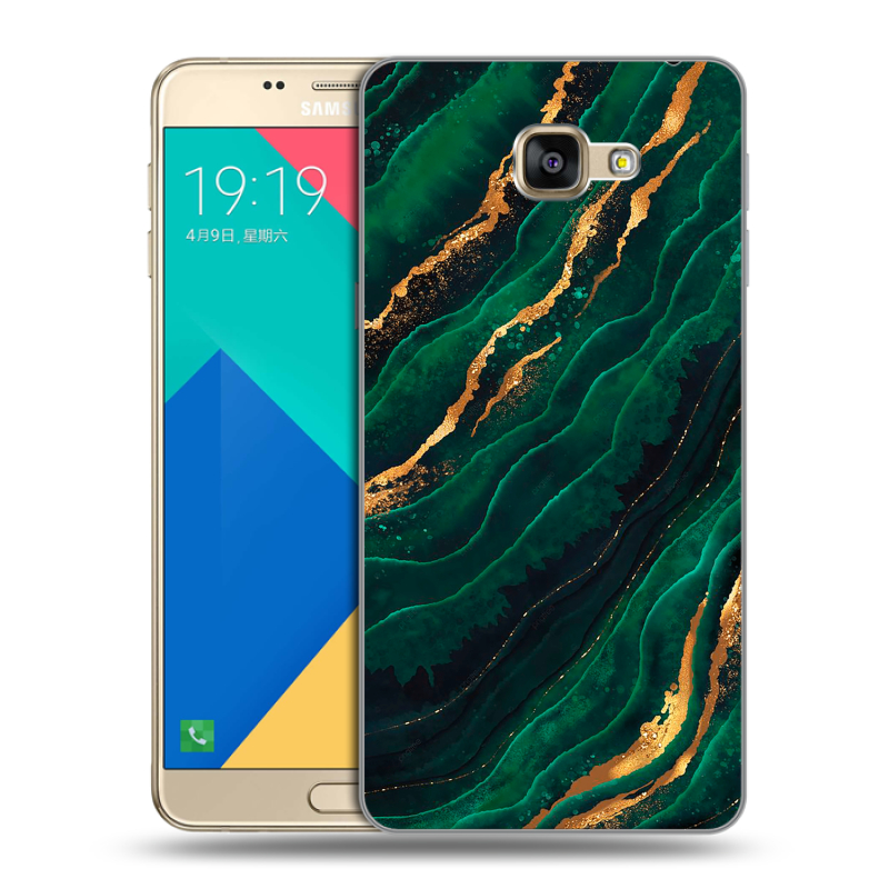 Силиконовый чехол на Samsung Galaxy A9 с принтом Мрамор зеленое золото Силиконовый чехол на Samsung Galaxy A9 с принтом Мрамор зеленое золото