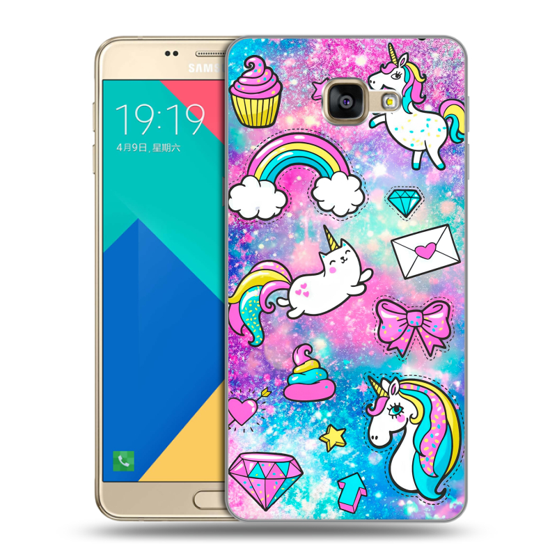 Силиконовый чехол на Samsung Galaxy A9 с принтом Единороги Силиконовый чехол на Samsung Galaxy A9 с принтом Единороги