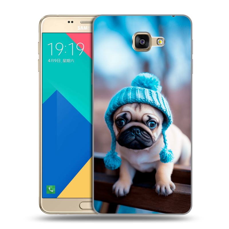Силиконовый чехол на Samsung Galaxy A9 с принтом Мопс в шапке Силиконовый чехол на Samsung Galaxy A9 с принтом Мопс в шапке