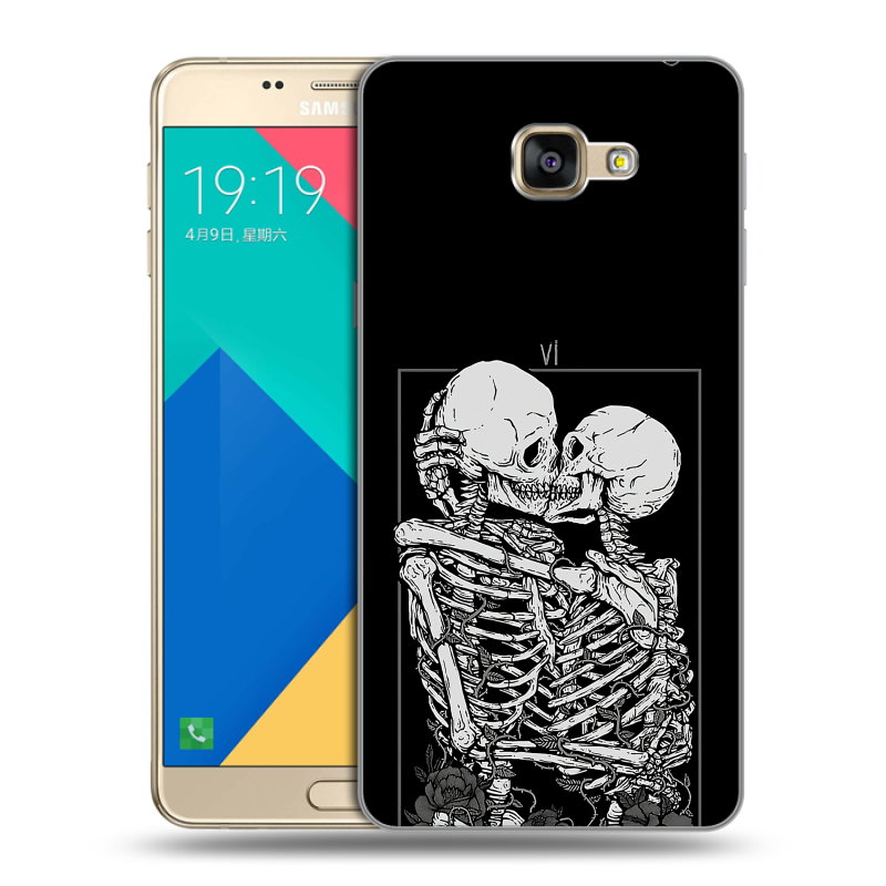 Силиконовый чехол на Samsung Galaxy A9 с принтом Поцелуй скелетов Силиконовый чехол на Samsung Galaxy A9 с принтом Поцелуй скелетов