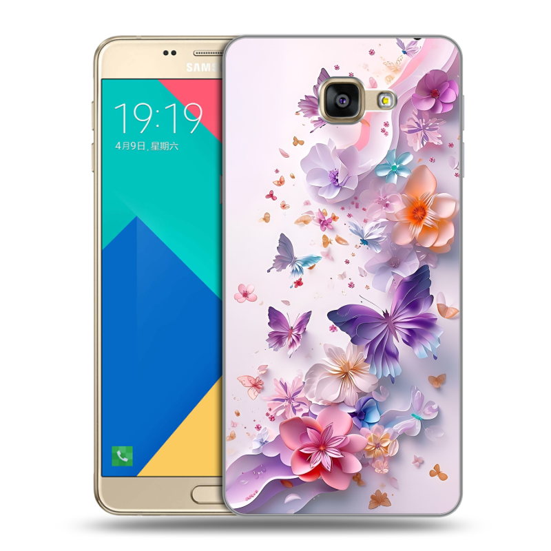 Силиконовый чехол на Samsung Galaxy A9 с принтом цветы бабочки Силиконовый чехол на Samsung Galaxy A9 с принтом цветы бабочки