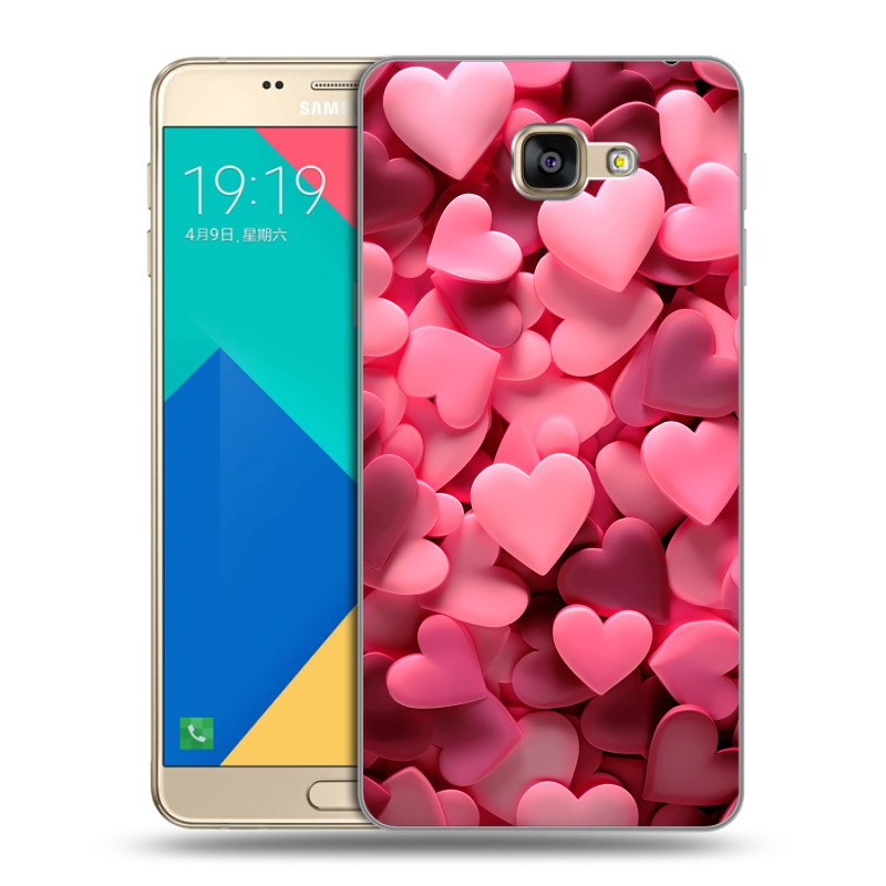 Силиконовый чехол на Samsung Galaxy A9 с принтом розовые сердечки Силиконовый чехол на Samsung Galaxy A9 с принтом розовые сердечки