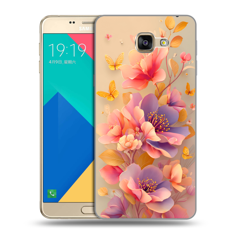 Силиконовый чехол на Samsung Galaxy A9 с принтом Цветы и бабочки Силиконовый чехол на Samsung Galaxy A9 с принтом Цветы и бабочки