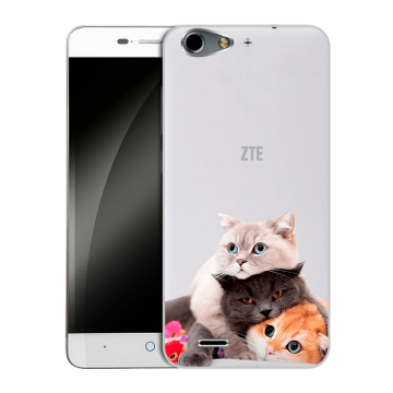 Силиконовый чехол на ZTE Blade L4 с принтом Кошки Силиконовый чехол на ZTE Blade L4 с принтом Кошки