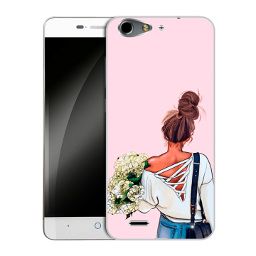 Силиконовый чехол на ZTE Blade L4 с принтом Девушка и букет Силиконовый чехол на ZTE Blade L4 с принтом Девушка и букет