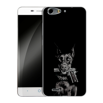 Силиконовый чехол на ZTE Blade L4 с принтом Доберман и пистолет Силиконовый чехол на ZTE Blade L4 с принтом Доберман и пистолет