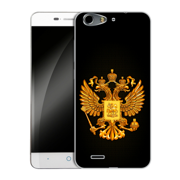Силиконовый чехол на ZTE Blade L4 с принтом Герб России желтый