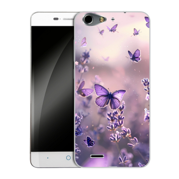 Силиконовый чехол на ZTE Blade L4 с принтом бабочки и лаванда