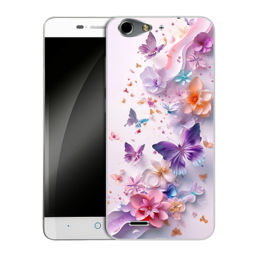 Силиконовый чехол на ZTE Blade L4 с принтом цветы бабочки