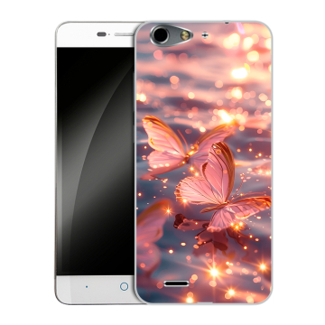 Силиконовый чехол на ZTE Blade L4 с принтом бабочки розовые