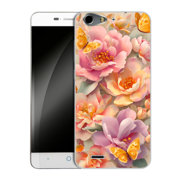 Силиконовый чехол на ZTE Blade L4 с принтом Цветы и бабочки