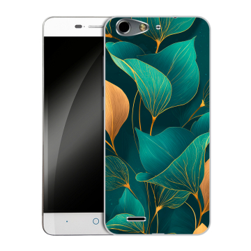 Силиконовый чехол на ZTE Blade L4 с принтом Листья и золото