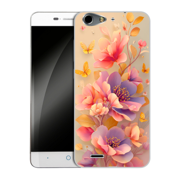 Силиконовый чехол на ZTE Blade L4 с принтом Цветы и бабочки
